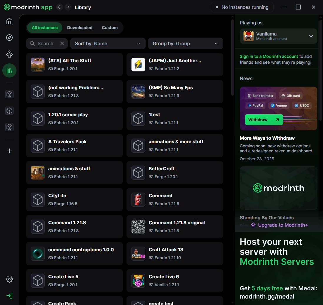 Opening your newly created modpack